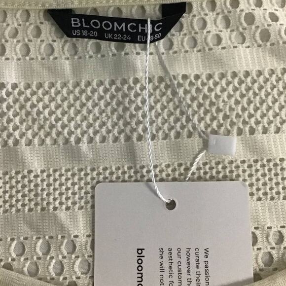 BLOOMCHIC 18-20 2X plus cream knit insert short sleeve tshirt top NWT  B119 - Picture 5 of 6